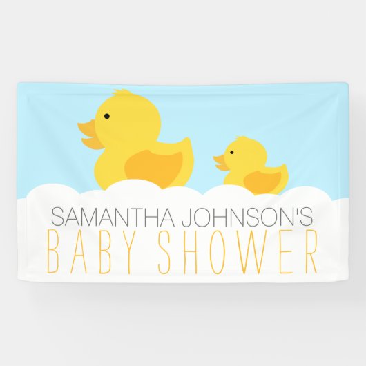 Rubber Duckies Geel Neutraal Baby shower Spandoek (Horizontaal)