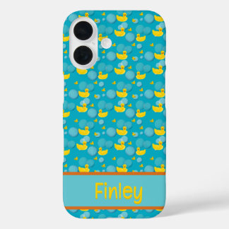 Rubber ducks and bubbles pattern iPhone 16 hoesje