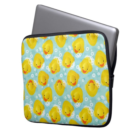 Rubber Ducks Bath Patroon Laptop Sleeve (Voorkant Links)