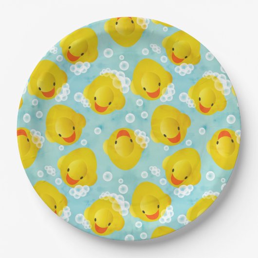 Rubber Ducks Bath Patroon Papieren Bordje (Voorkant)