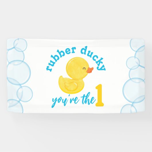 Rubber Ducky 1e verjaardagsfeestje Spandoek (Horizontaal)