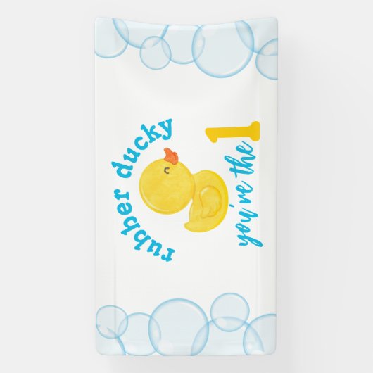 Rubber Ducky 1e verjaardagsfeestje Spandoek (Verticaal)