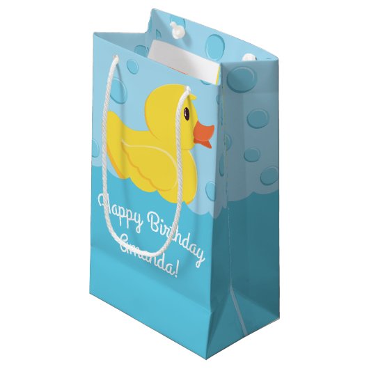 Rubber Ducky 1st Birthday Party Kinder Baby Klein Cadeauzakje (Voorkant Gekanteld)