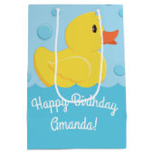 Rubber Ducky 1st Birthday Party Kinder Baby Medium Cadeauzakje (Achterkant)