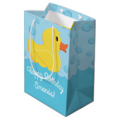 Rubber Ducky 1st Birthday Party Kinder Baby Medium Cadeauzakje (Achterkant Gekanteld)