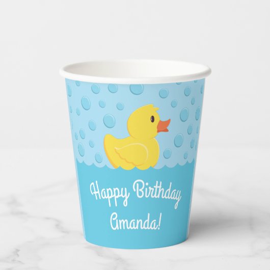 Rubber Ducky 1st Birthday Party Kinder Baby Papieren Bekers (Achterkant)