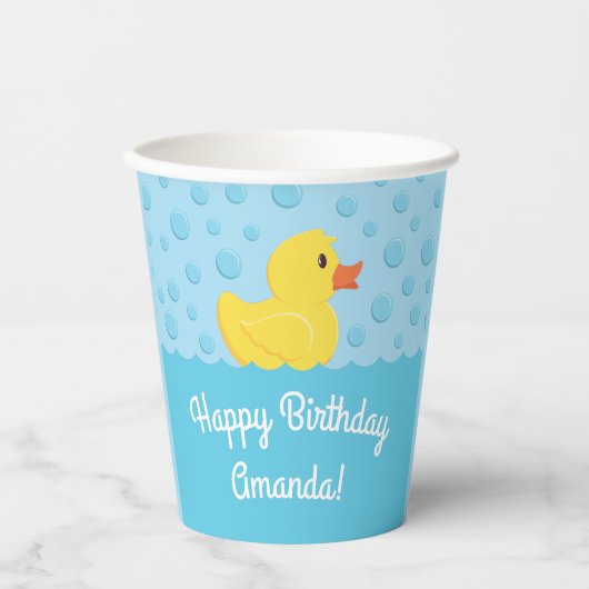 Rubber Ducky 1st Birthday Party Kinder Baby Papieren Bekers (Voorkant)