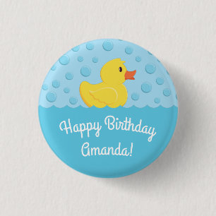 Rubber Ducky 1st Birthday Party Kinder Baby Ronde Button 3,2 Cm