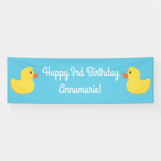 Rubber Ducky 1st Birthday Party Kinder Baby Spandoek (Horizontaal)