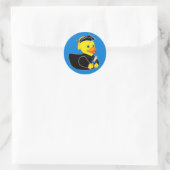 Rubber Ducky Afstuderen! Blauwe achtergrond Ronde Sticker (Tas)