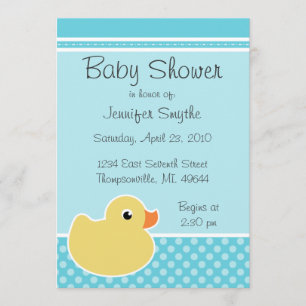 Rubber Ducky Aqua Baby Shower Invitations Kaart
