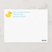 Rubber Ducky Baby Birth Announding Briefkaart (Achterkant)