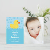 Rubber Ducky Baby Birth Announding Kaart (Staand voorkant)