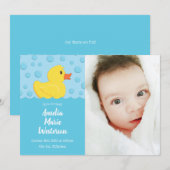 Rubber Ducky Baby Birth Announding Kaart (Voorkant / Achterkant)