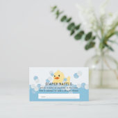 Rubber Ducky Baby Boy Blue Luier Raffle Ticket Informatiekaartje (Staand voorkant)