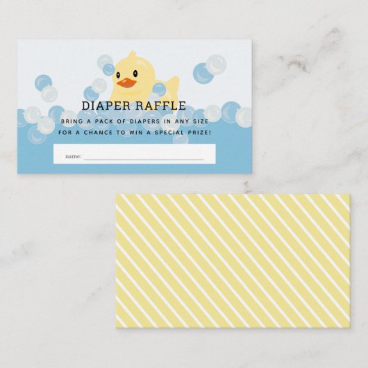Rubber Ducky Baby Boy Blue Luier Raffle Ticket Informatiekaartje (Voorkant / Achterkant)