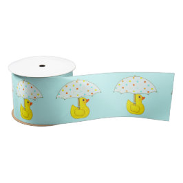 Rubber Ducky Baby Ducking Umbrella Satin Ribbon Satijnen Lint