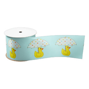 Rubber Ducky Baby Ducking Umbrella Satin Ribbon Satijnen Lint