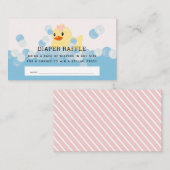 Rubber Ducky Baby Girl Roze Luier Raffle Ticket Informatiekaartje (Voorkant / Achterkant)