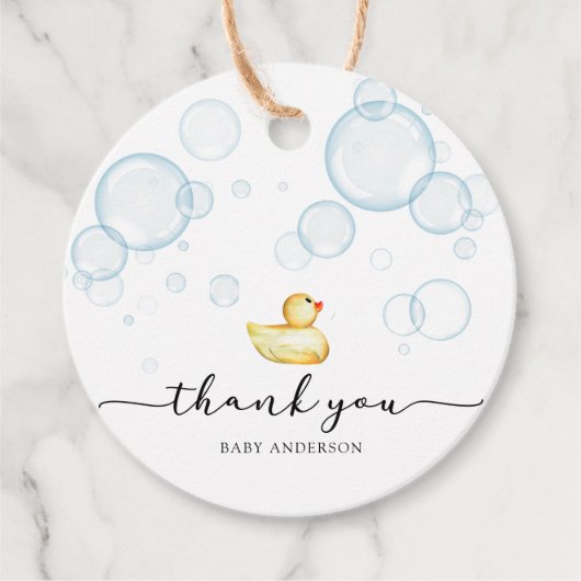 Rubber Ducky Baby shower Bedankjes Labels (Voorkant)
