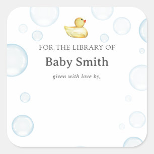 Rubber Ducky Baby Shower Bibliotheek Square Vierkante Sticker