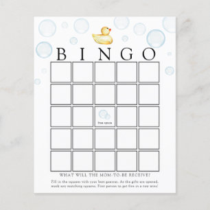 Rubber Ducky Baby shower Bingo Game Kaart