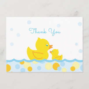Rubber Ducky Baby shower Dank u blauw en geel Bedankkaart