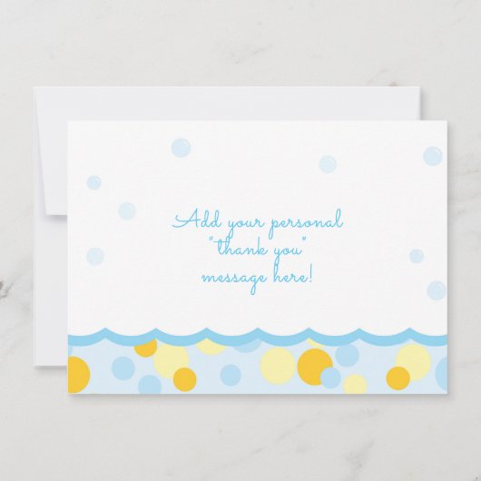 Rubber Ducky Baby shower Dank u blauw en geel Bedankkaart (Achterkant)