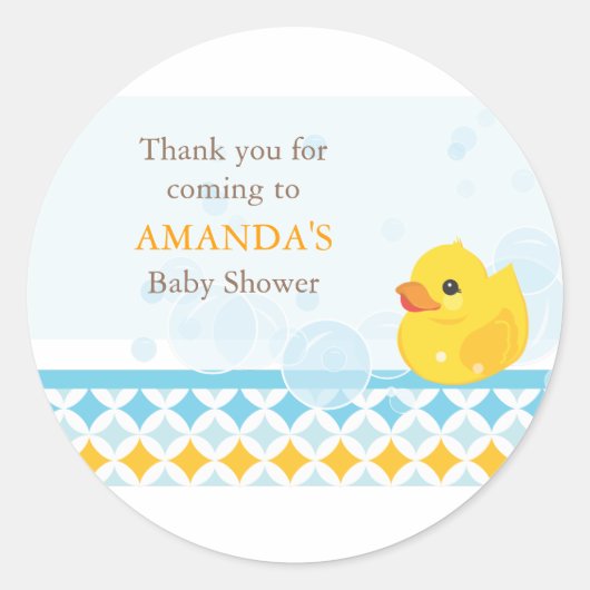 Rubber Ducky Baby shower Favor Sticker (Voorkant)