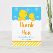 Rubber Ducky Baby shower Geel en Blauw Bedankkaart (Voorkant)