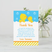 Rubber Ducky Baby shower Geel en Blauw Bedankkaart (Staand voorkant)