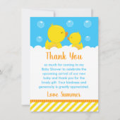 Rubber Ducky Baby shower Geel en Blauw Bedankkaart (Voorkant)