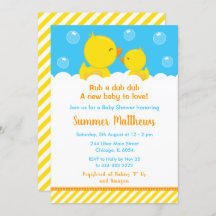 Rubber Ducky Baby shower Geel en Blauw