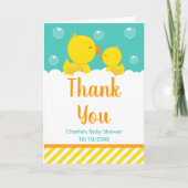 Rubber Ducky Baby shower Geel en Groen Bedankkaart (Voorkant)