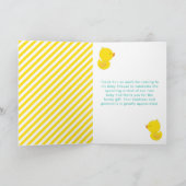 Rubber Ducky Baby shower Geel en Groen Bedankkaart (Binnen)