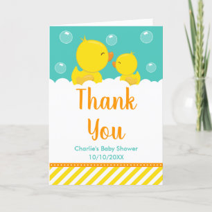 Rubber Ducky Baby shower Geel en Groen Bedankkaart