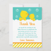 Rubber Ducky Baby shower Geel en Groen Bedankkaart (Voorkant)
