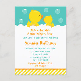 Rubber Ducky Baby shower Geel en Groen Briefkaart