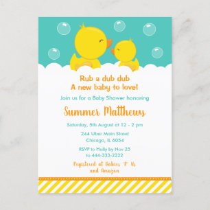 Rubber Ducky Baby shower Geel en Groen Briefkaart