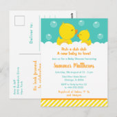 Rubber Ducky Baby shower Geel en Groen Briefkaart (Voorkant / Achterkant)