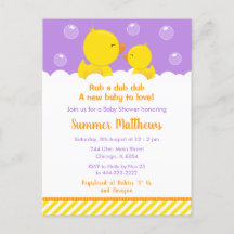Rubber Ducky Baby shower Geel en Paars