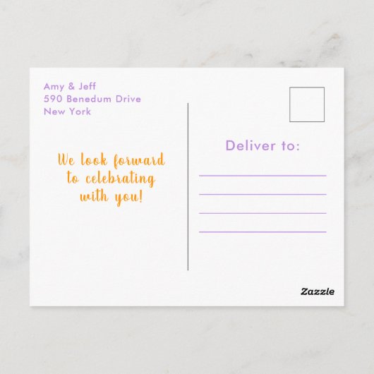 Rubber Ducky Baby shower Geel en Paars Briefkaart (Achterkant)