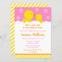 Rubber Ducky Baby shower Geel en Roze