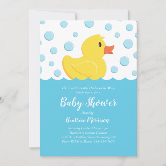 Rubber Ducky Baby shower Geel Geslacht Neutraal Kaart (Voorkant)