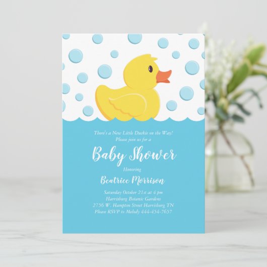 Rubber Ducky Baby shower Geel Geslacht Neutraal Kaart (Staand voorkant)