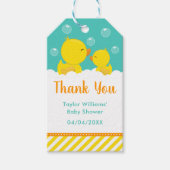 Rubber Ducky Baby shower Geel Groen Dank u Cadeaulabel (Voorkant)