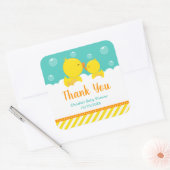 Rubber Ducky Baby shower Geel Groen Dank u Vierkante Sticker (Envelop)
