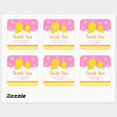 Rubber Ducky Baby shower Geel Roze Hartelijk dank Vierkante Sticker (Vel)