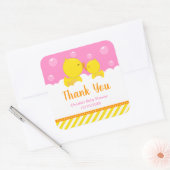 Rubber Ducky Baby shower Geel Roze Hartelijk dank Vierkante Sticker (Envelop)