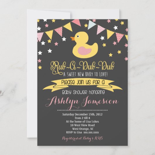 Rubber Ducky Baby shower INvitatie Kaart (Voorkant)